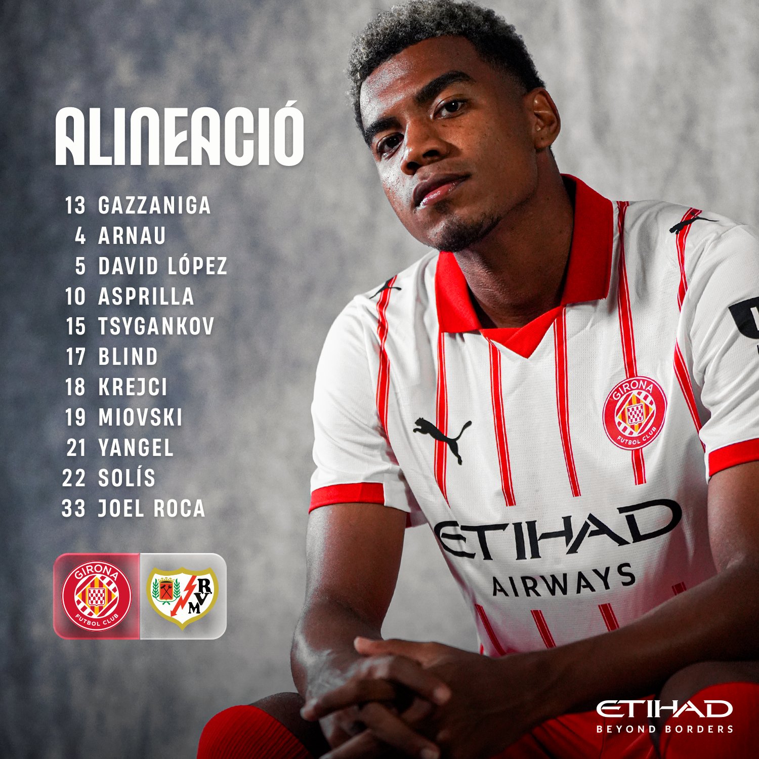 赛程安排-赫罗纳vs巴列卡诺首发：奇甘科夫pk德弗鲁托斯、索利斯、费利佩在列