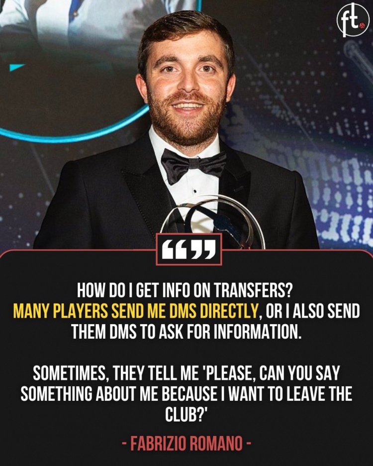赛程安排-罗马诺揭秘转会情报来源：与球员直接私信沟通是关键